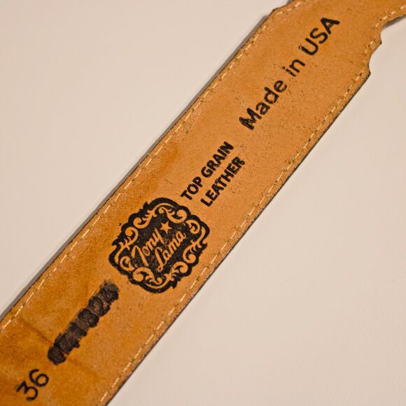 NWT Tony Lama USA Studded Brown Leather Western Belt Men's Size 36 (44" x 1.5") - Picture 8 of 8